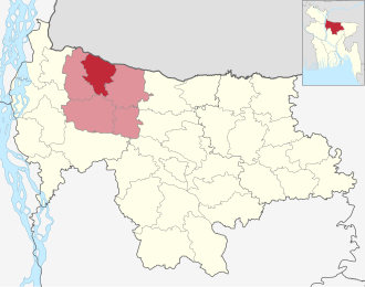 Location of Jhenaigati Upazila