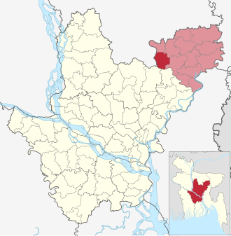 Location of Pakundia Upazila