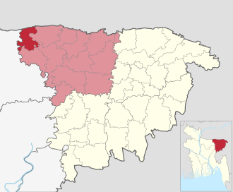 Location of Modhyanagar Upazila