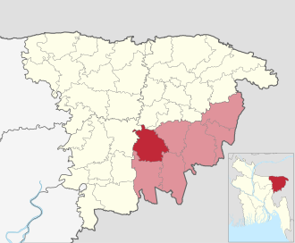 Location of Maulvibazar Sadar Upazila