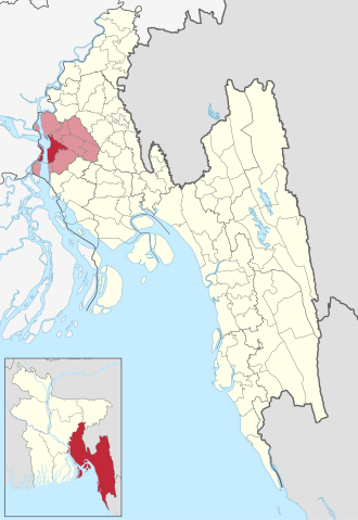 Location of Chandpur Sadar Upazila