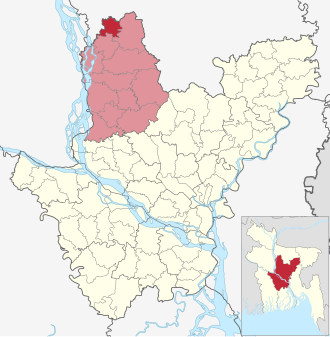 Location of Dhanbari Upazila