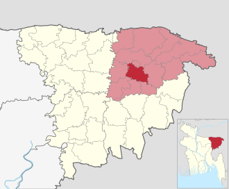 Location of Dakshin Surma Upazila