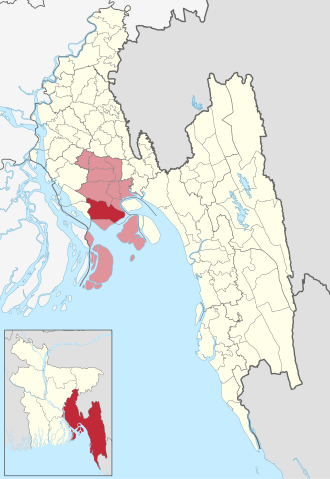 Location of Suborno Char Upazila