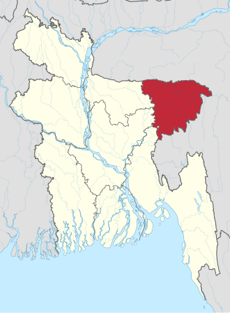 Location of Sylhet Division