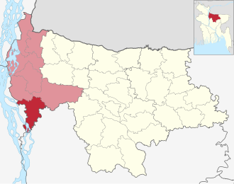 Location of Sarishabari Upazila