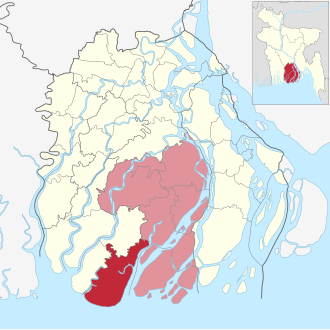 Location of Kalapara Upazila