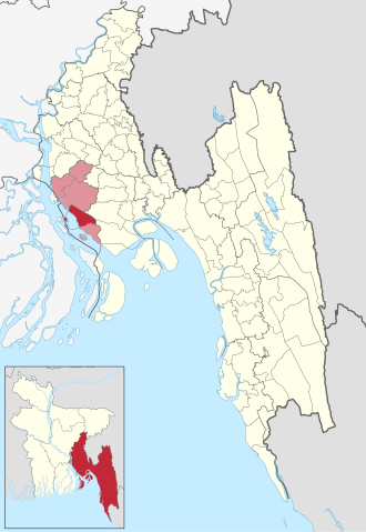 Location of Kamalnagar Upazila