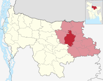 Location of Netrokona Sadar Upazila