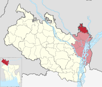 Location of Bhurungamari Upazila