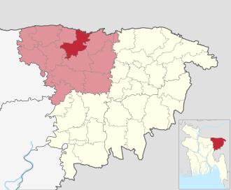 Location of Sunamganj Sadar Upazila