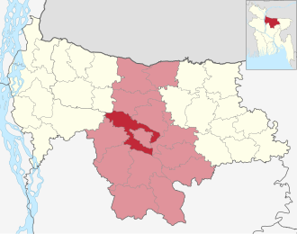 Location of Mymensingh Sadar Upazila