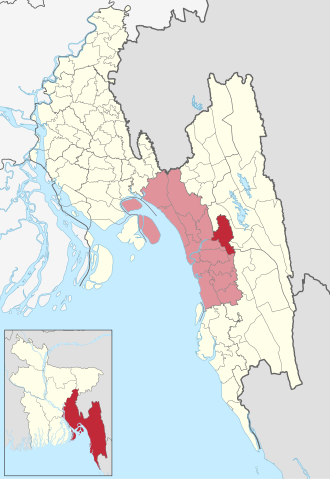 Location of Rangunia Upazila