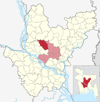 Location of Dhamrai Upazila