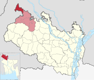 Location of Tetulia Upazila