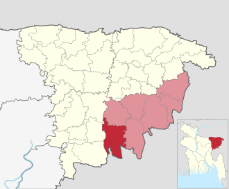 Location of Sreemangal Upazila