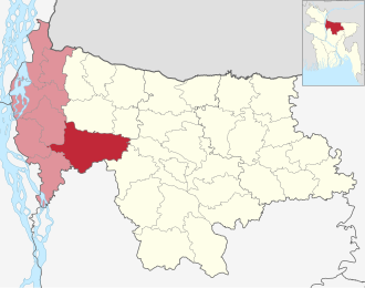 Location of Jamalpur Sadar Upazila