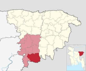 Location of Chunarughat Upazila