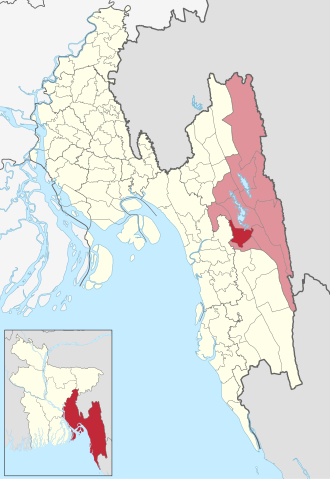 Location of Kaptai Upazila