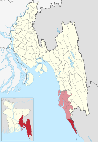 Location of Teknaf Upazila