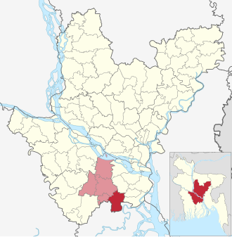 Location of Kalkini Upazila