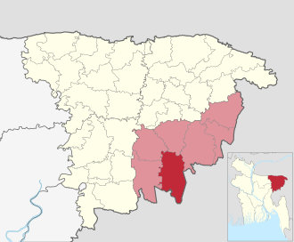 Location of Kamalganj Upazila