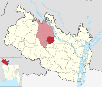 Location of Kishoreganj Upazila