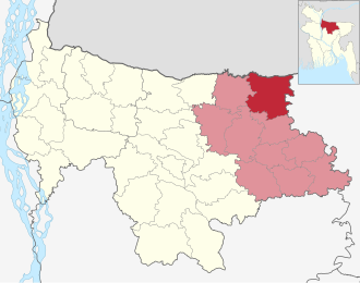 Location of Kalmakanda Upazila