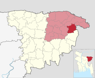 Location of Beanibazar Upazila