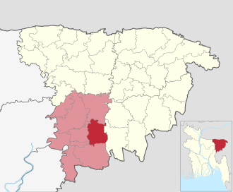 Location of Bahubal Upazila