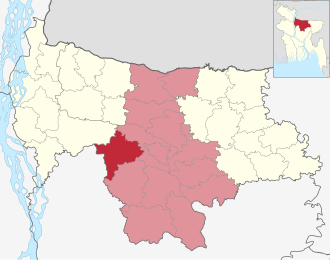 Location of Muktagachha Upazila