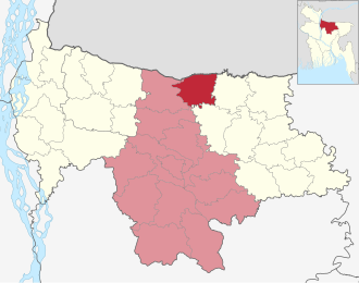 Location of Dhobaura Upazila