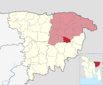 Location of Fenchuganj Upazila