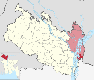 Location of Char Rajibpur Upazila