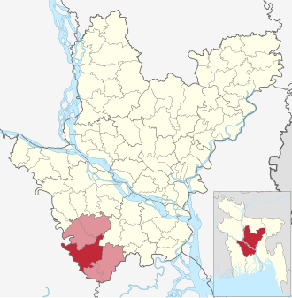 Location of Gopalganj Sadar Upazila