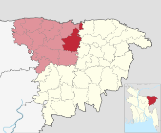 Location of Chhatak Upazila