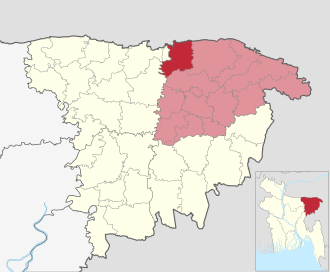 Location of Companiganj Upazila