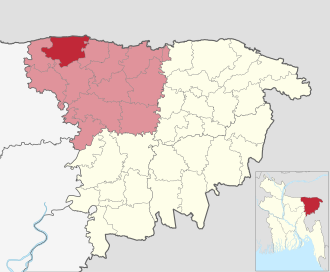 Location of Tahirpur Upazila