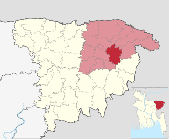 Location of Golapganj Upazila