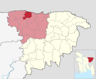 Location of Bishwamvarpur Upazila