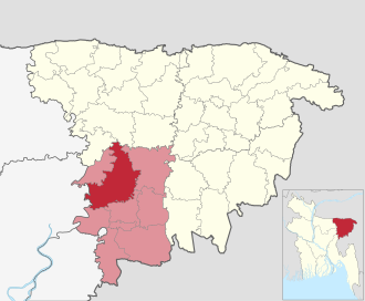 Location of Baniachang Upazila