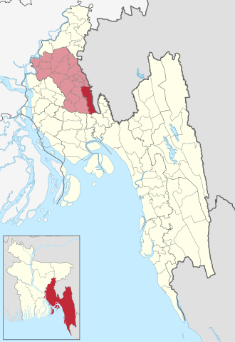 Location of Chouddagram Upazila