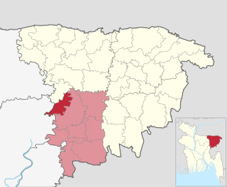Location of Ajmiriganj Upazila