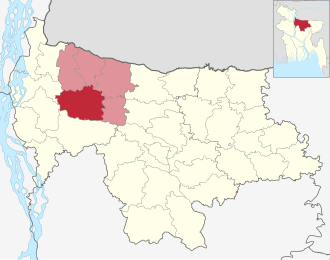 Location of Sherpur Sadar Upazila
