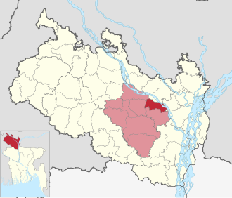 Location of Kaunia Upazila