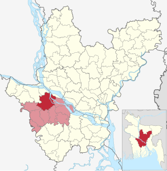 Location of Faridpur Sadar Upazila