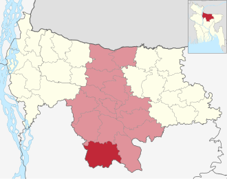 Location of Bhaluka Upazila