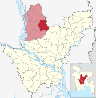Location of Sakhipur Upazila