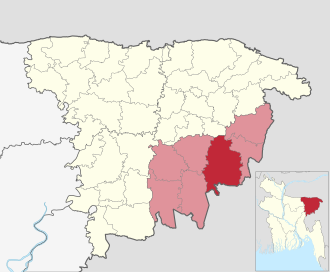 Location of Kulaura Upazila
