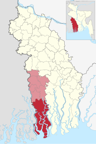 Location of Shyamnagar Upazila